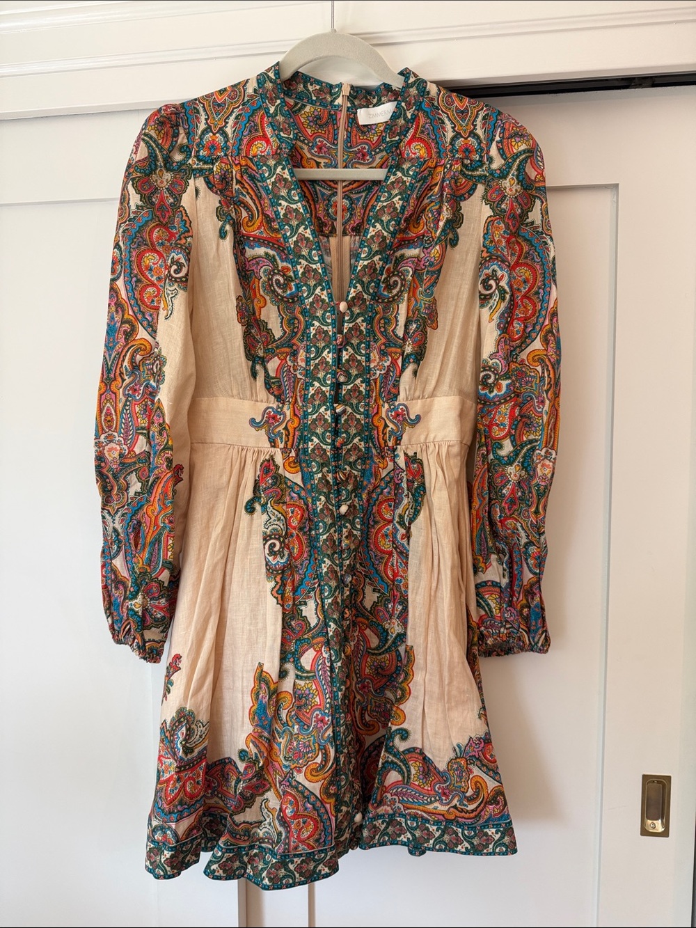 Zimmerman Women’s Cream Paisley V-Neck Long Sleeve Dress